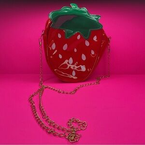 Strawberry-Shaped Red and Green Women's Bag